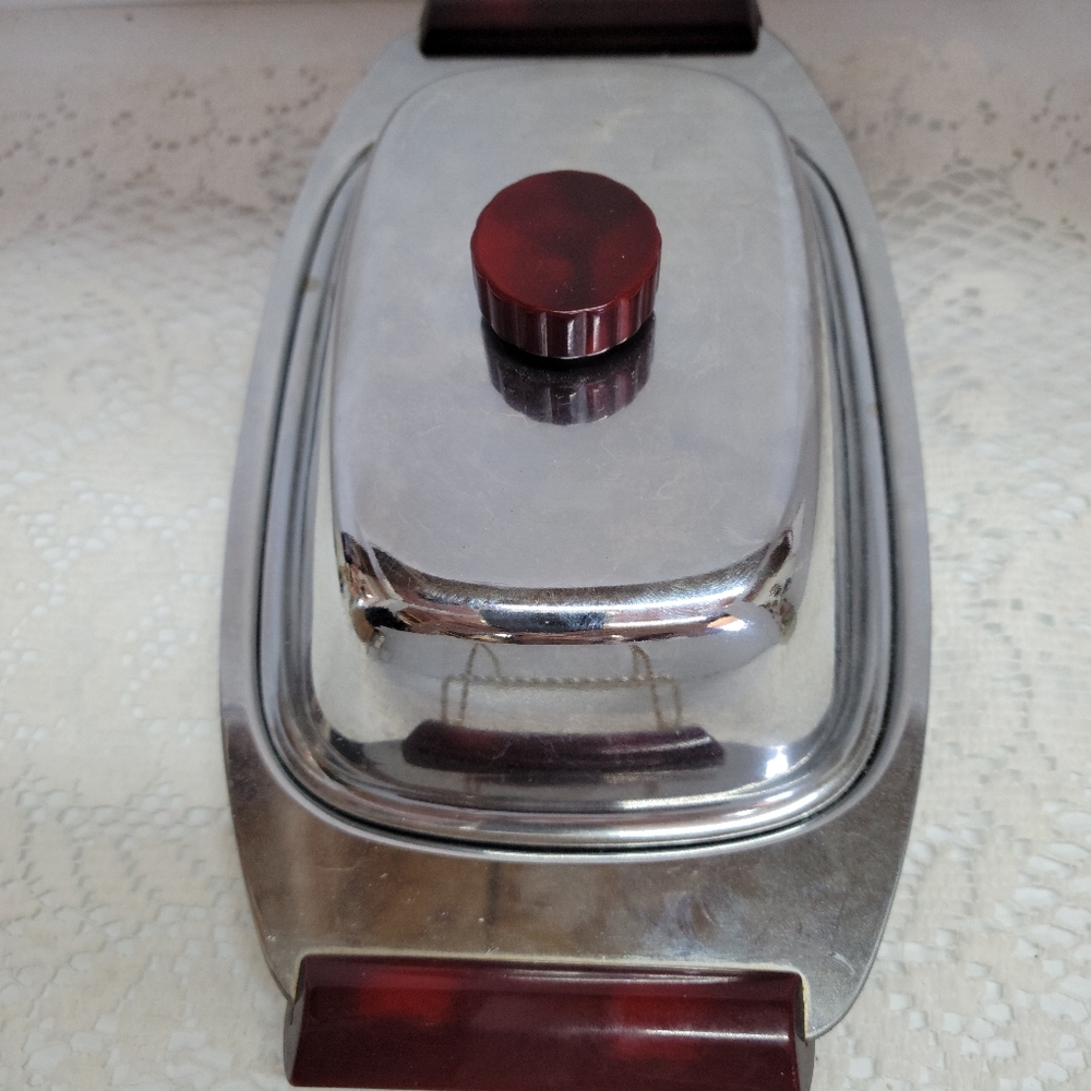 Stainless steel and Bakelite butter dish